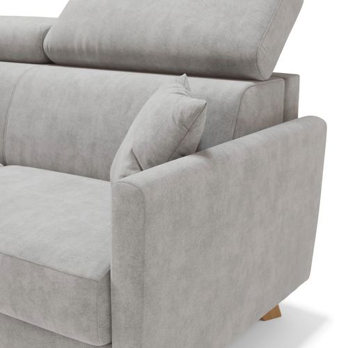 Francy Canapé Convertible Avec Têtières Réglables En Tissu T17 200 Cm (mat. 160x197) Gris