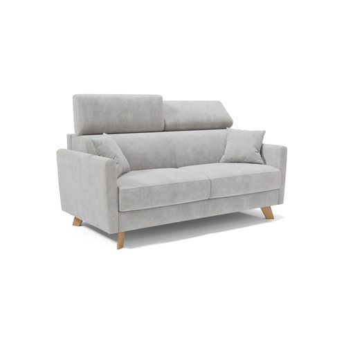 Francy Canapé Convertible Avec Têtières Réglables En Tissu T17 200 Cm (mat. 160x197) Gris