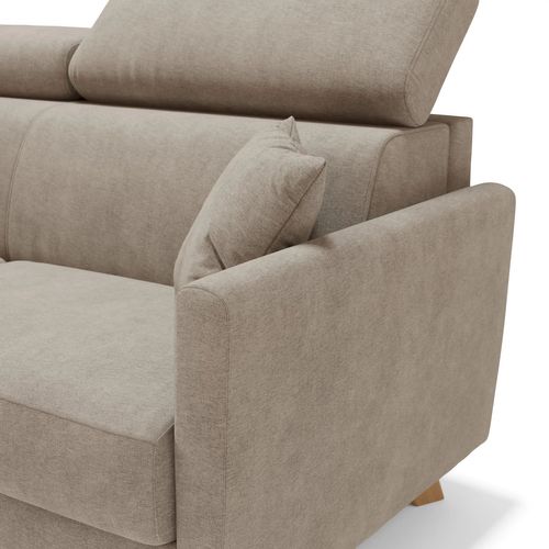 Francy Canapé Convertible Avec Têtières Réglables En Tissu T17 200 Cm (mat. 160x197) Beige