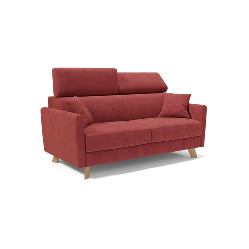 Francy Canapé Convertible Avec Têtières Réglables En Tissu T17 200 Cm (mat. 160x197) Rouge
