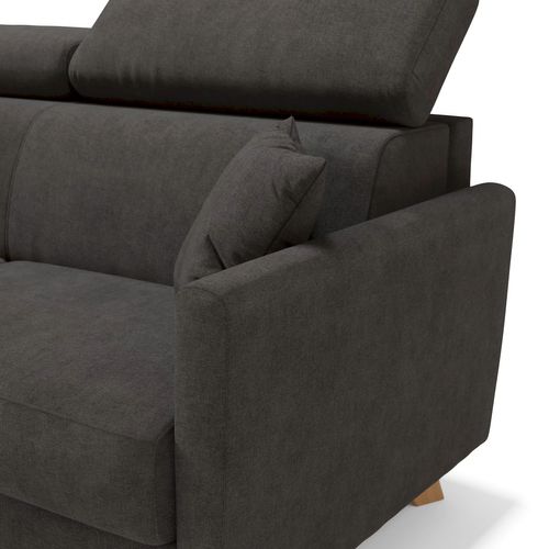Francy Canapé Convertible Avec Têtières Réglables En Tissu T17 200 Cm (mat. 160x197) Anthracite