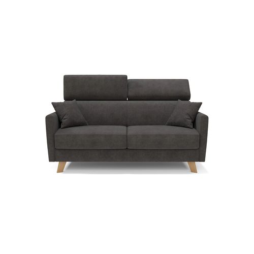 Francy Canapé Convertible Avec Têtières Réglables En Tissu T17 200 Cm (mat. 160x197) Anthracite
