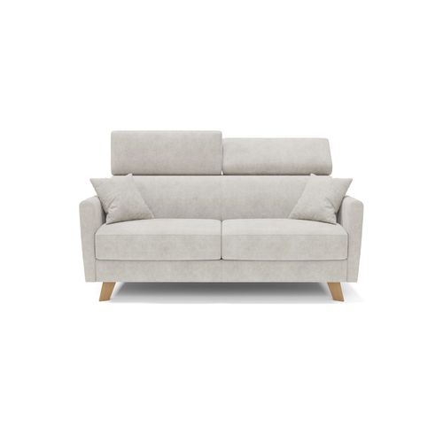 Francy Canapé Convertible Avec Têtières Réglables En Tissu T17 200 Cm (mat. 160x197) Blanc