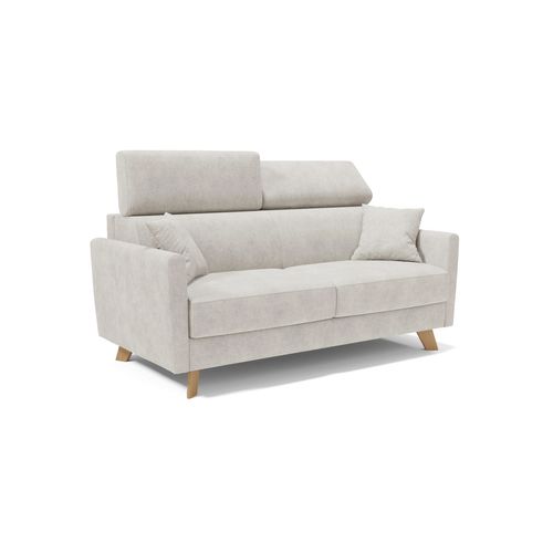 Francy Canapé Convertible Avec Têtières Réglables En Tissu T17 200 Cm (mat. 160x197) Blanc