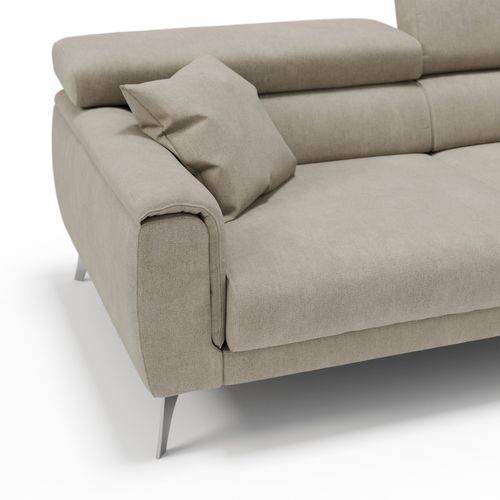 Caravaggio Canapé Avec Assises Coulissantes En Tissu Doux Imperméable T02 199 Cm Creme