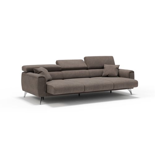 Caravaggio Canapé 3 Assises Extensibles En Tissu Imperméable T02 244 Cm Brun