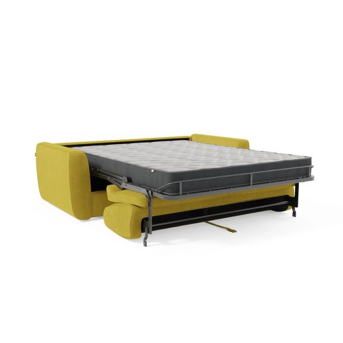 Leonida Canapé Convertible Déhoussable Et Matelas H18 Cm - Coffre à Oreiller Détachable 202 Cm Jaune