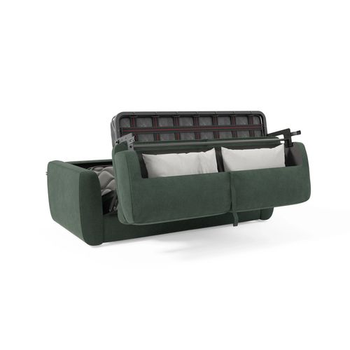Leonida Canapé Convertible Déhoussable Et Matelas H18 Cm - Coffre à Oreiller Détachable 202 Cm Vert