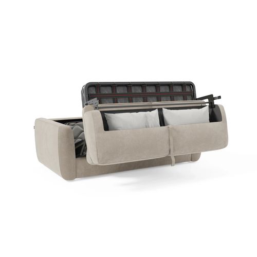 Leonida Canapé Convertible Déhoussable Et Matelas H18 Cm - Coffre à Oreiller Détachable 222 Cm Blanc