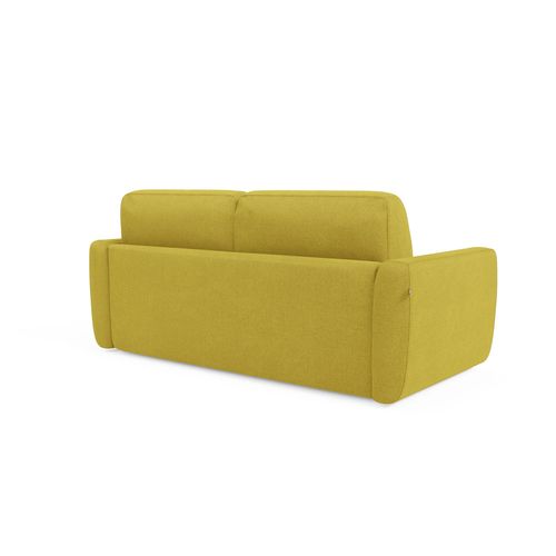Leonida Canapé Convertible Déhoussable Et Matelas H18 Cm - Coffre à Oreiller Détachable 222 Cm Jaune