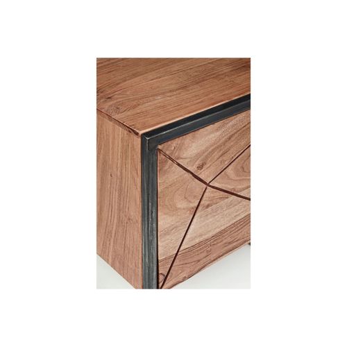 Table De Chevet En Bois D'acacia Et Métal 1 Porte - Eleanor