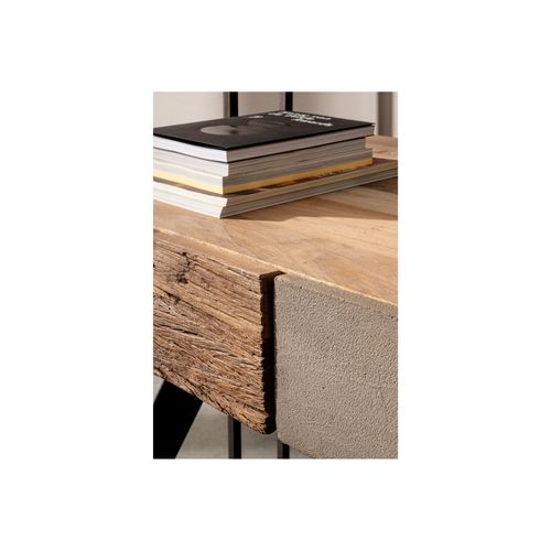 Bureau Design En Bois De Manguier Et Métal Noir 2 Tiroirs - Corot