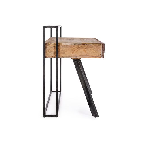 Bureau Design En Bois De Manguier Et Métal Noir 2 Tiroirs - Corot