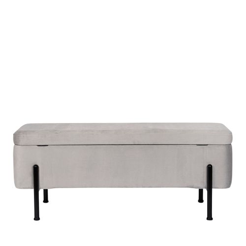 Banc Coffre 2 Places En Velours Et Piétement Noir - Nina