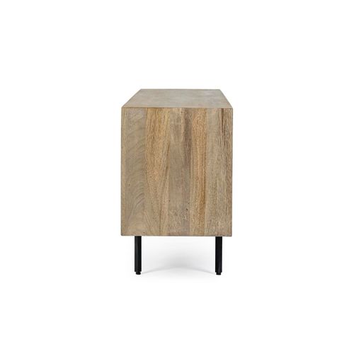 Meuble TV En Manguier 4 Portes Et Pieds Métal Noir L140 - Manaus