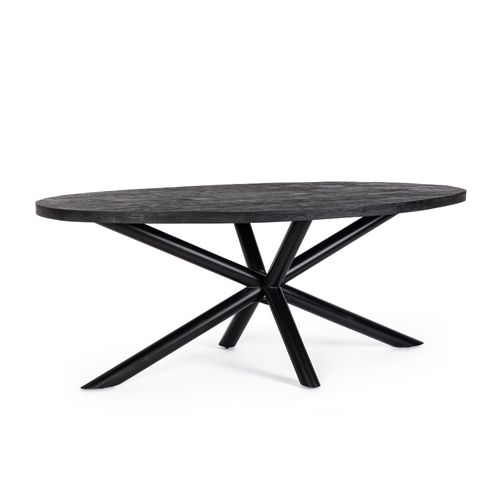 Table De Salle à Manger Ovale Et Pied Central Noir 8/10 Places L200 - Felicity