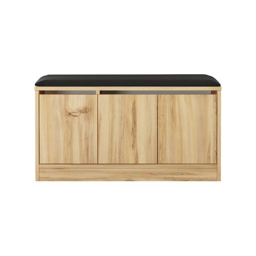 Banc à Chaussures Salasal 46x89,5x35,5 Panneau De Particules Simili-cuir Chêne Clair Gris Foncé