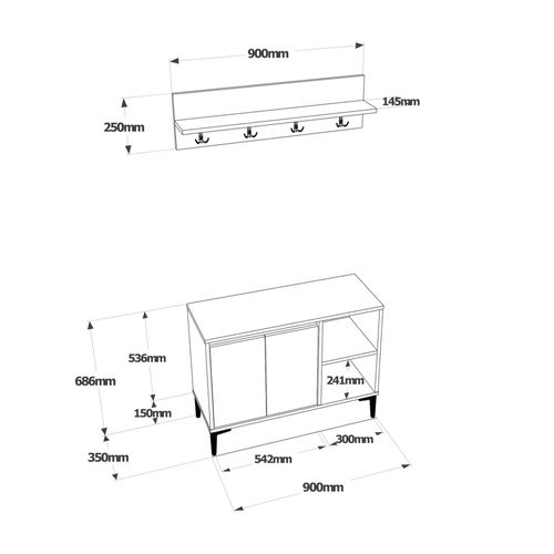 Vestiaire Avec Range-Chaussures Et Porte-Manteaux Roka - 90x35x68.5 Cm - Bois