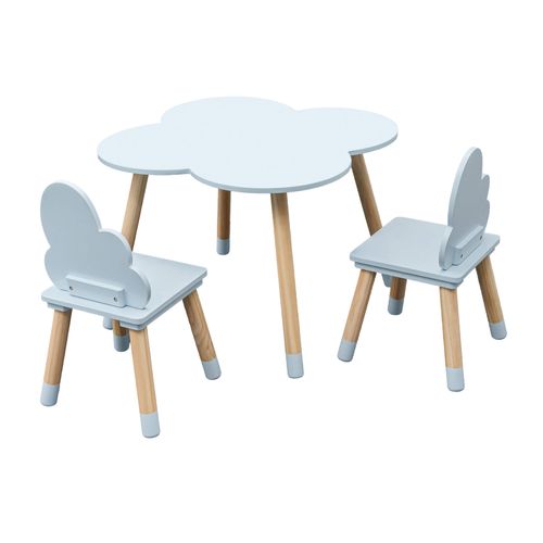 Table Et 2 Chaises Pour Enfants Sitka 44x60x60 Mdf Bois Bleu Ciel Marron