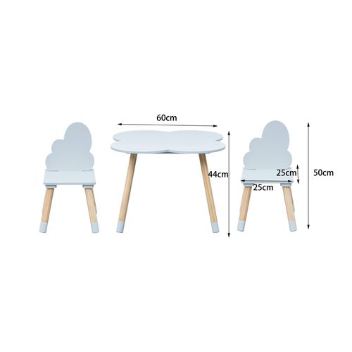 Table Et 2 Chaises Pour Enfants Sitka 44x60x60 Mdf Bois Bleu Ciel Marron