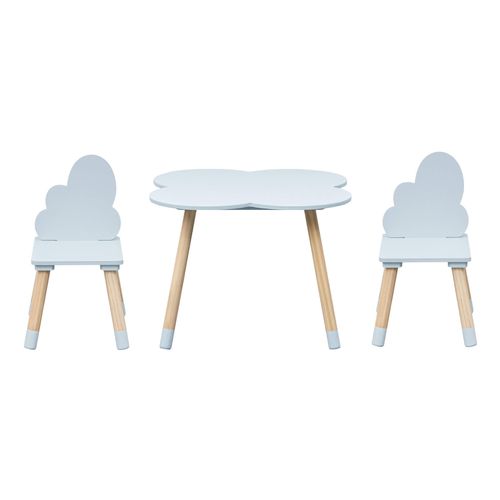 Table Et 2 Chaises Pour Enfants Sitka 44x60x60 Mdf Bois Bleu Ciel Marron