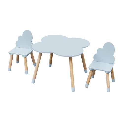 Table Et 2 Chaises Pour Enfants Sitka 44x60x60 Mdf Bois Bleu Ciel Marron