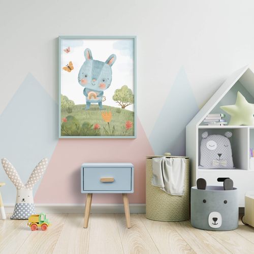 Table De Chevet Tazart 44x35x35 Mdf Bois Bleu Ciel Marron Scandinave