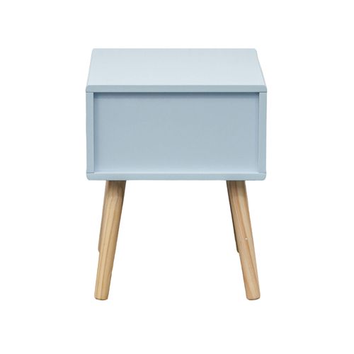 Table De Chevet Tazart 44x35x35 Mdf Bois Bleu Ciel Marron Scandinave