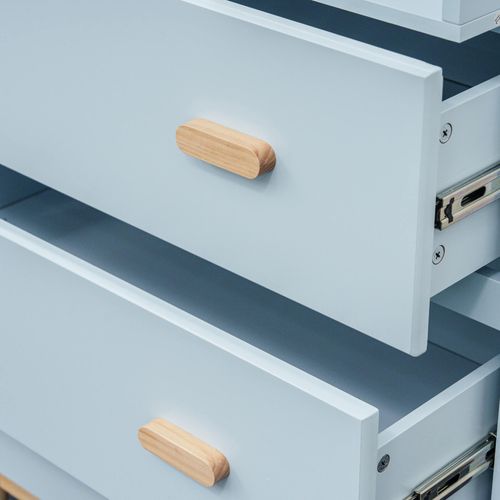 Table à Langer Deble 100x80x42 Mdf Bois Bleu Ciel Marron Scandinave