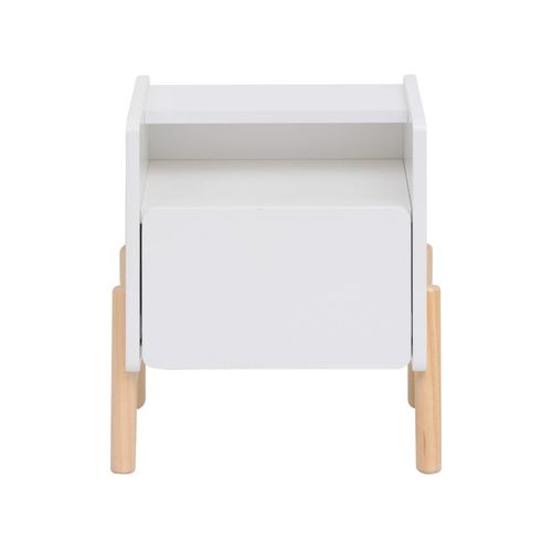 Table De Chevet Pour Enfants Kelen 49x40x30 Mdf Pin Blanc Marron