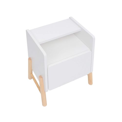 Table De Chevet Pour Enfants Kelen 49x40x30 Mdf Pin Blanc Marron