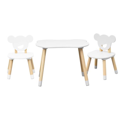 Table Et 2 Chaises Pour Enfants Nefel 44x60x56 Mdf Pin Blanc Marron Ensemble 3 Pièces