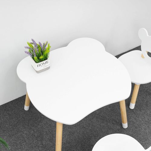 Table Et 2 Chaises Pour Enfants Nefel 44x60x56 Mdf Pin Blanc Marron Ensemble 3 Pièces