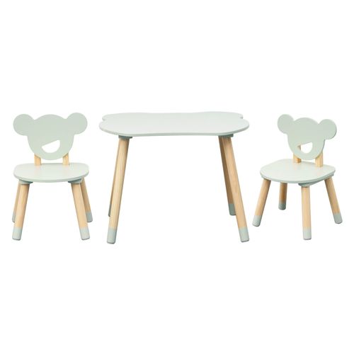 Table Et 2 Chaises Pour Enfants Aniba 44x60x56 Mdf Pin Vert D'eau Marron