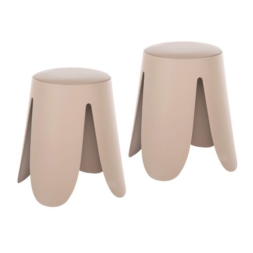 Lot De 2 Tabourets Koten 46x30x30 Cm Polypropylène Similicuir - Rose