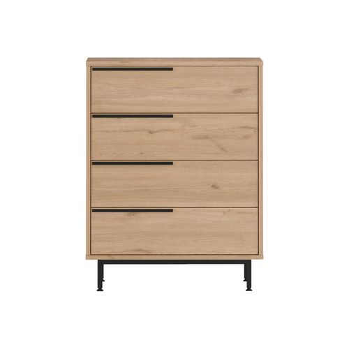 Commode 4 Tiroirs 95x75x44,5 Panneau De Particules Fer Marron Gris Foncé Moderne