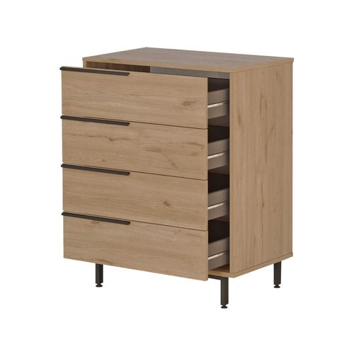 Commode 4 Tiroirs 95x75x44,5 Panneau De Particules Fer Marron Gris Foncé Moderne