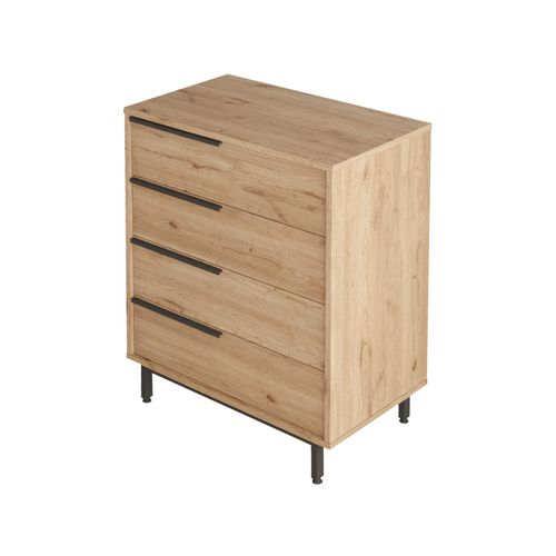 Commode 4 Tiroirs 95x75x44,5 Panneau De Particules Fer Marron Gris Foncé Moderne