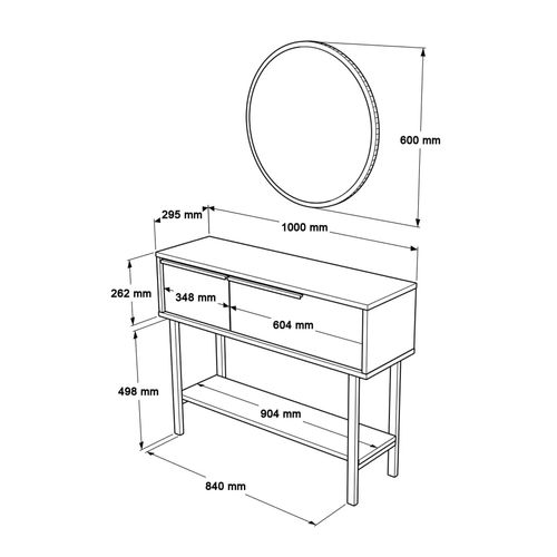Console Avec Miroir 76x100x29,5 Panneau De Particules Fer Blanc Gris Foncé Moderne