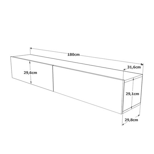 Meuble TV Suspendu 29,5x180x31,5 Panneau De Particules Chêne Clair Blanc Moderne