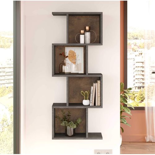 Bibliothèque Murale Halleria 125x50x25 Panneau De Particules Gris Béton  Moderne