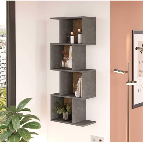 Bibliothèque Murale Halleria 125x50x25 Panneau De Particules Gris Béton  Moderne