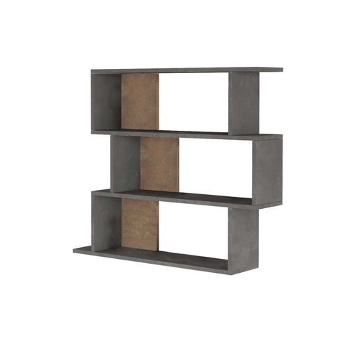 Bibliothèque Murale Dalrae 88x104x27 Panneau De Particules Gris Béton Moderne