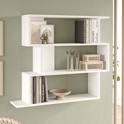 Bibliothèque Murale Shair 88x104x27 Panneau De Particules Blanc Moderne