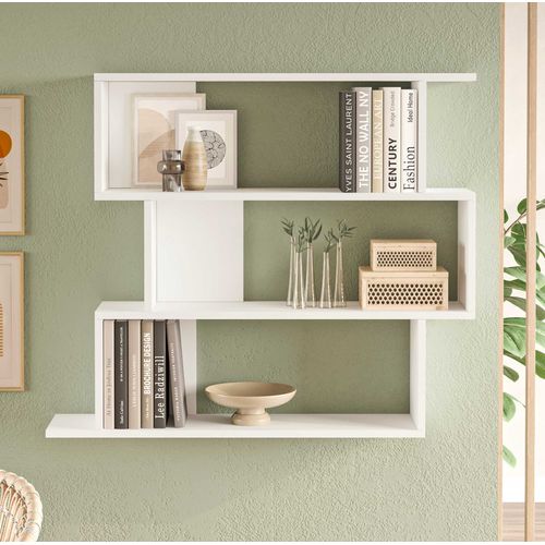 Bibliothèque Murale Shair 88x104x27 Panneau De Particules Blanc Moderne