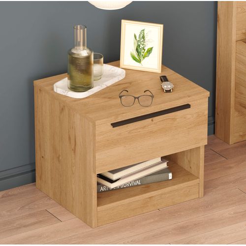 Table De Nuit 1 Tiroir 44,5x50x42 Panneau De Particules Fer Marron Gris Foncé Moderne