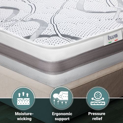 Matelas Mousse 90x190 Carbon - Hauteur 16 Cm - Made In Italy