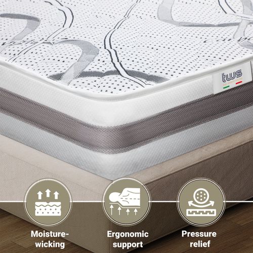 Matelas Mousse 90x190 Carbon - Hauteur 20 Cm - Made In Italy