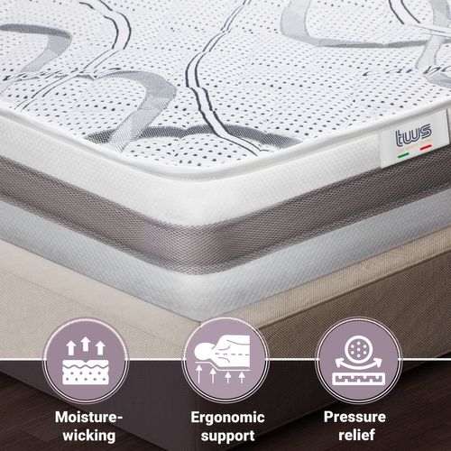 Matelas Mousse 100x190 Carbon - Hauteur 25 Cm - Made In Italy