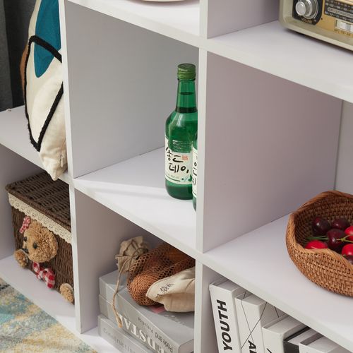 Etagère Bibliothèque Blanc Bois 6 Niveaux Salon 97,5x97,5x29 Cm